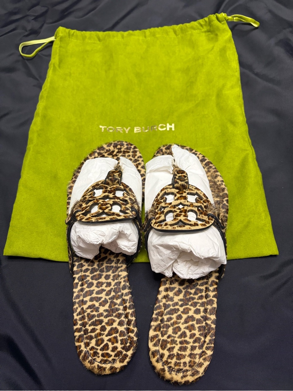 Tory Burch Leopard Print Kids Slide Sandals - Brown/Black